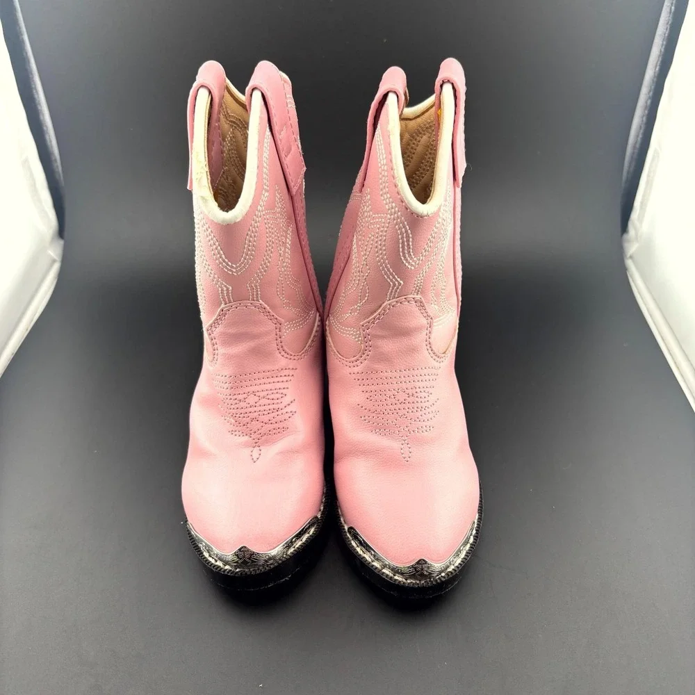 Durango BT758 Western Boots Kids US 5.5D Pink Embroidered Rubber Sole Bootie